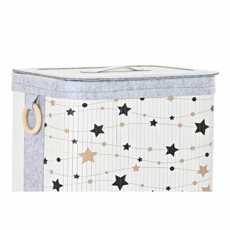 Set di Cesti DKD Home Decor Bianco Nero Grigio Dorato Bambù Stelle 41 x 31 x 42 cm 4 Pezzi