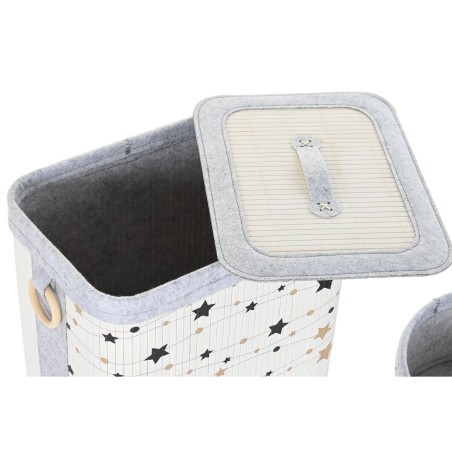 Set di Cesti DKD Home Decor Bianco Nero Grigio Dorato Bambù Stelle 41 x 31 x 42 cm 4 Pezzi