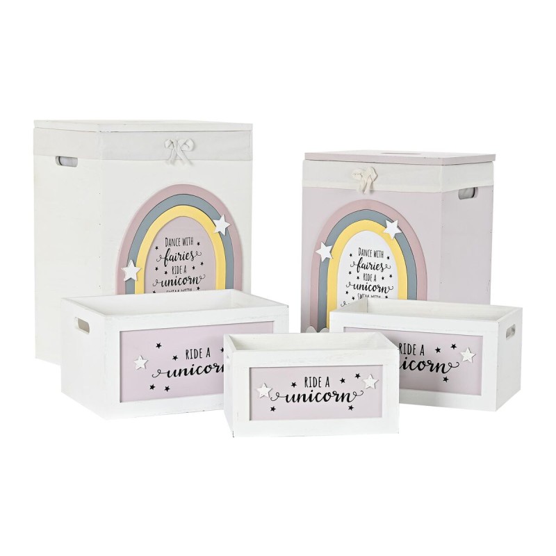 Set di Cesti DKD Home Decor Giallo Bianco Grigio Rosa Legno di paulownia Per bambini 40 x 30 x 55 cm 5 Pezzi (5 Unità) Set di Cesti DKD Home Decor Giallo Bianco Grigio Rosa Legno di paulownia Per bambini 40 x 30 x 55 cm 5 Pezzi (5 Unità)