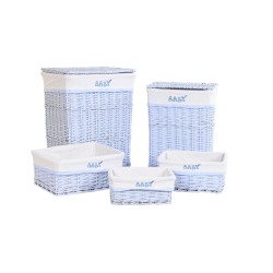 Set di Cesti DKD Home Decor Azzurro Celeste vimini Per bambini 44 x 34 x 56 cm 5 Pezzi