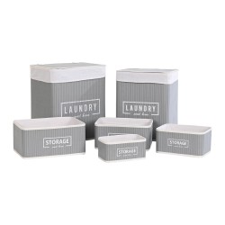 Set di Cesti DKD Home Decor Grigio scuro Bambù 40 x 30 x 46 cm 5 Pezzi