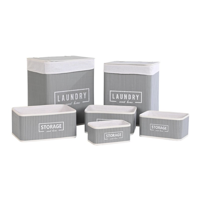 Set di Cesti DKD Home Decor Grigio scuro Bambù 40 x 30 x 46 cm 5 Pezzi Set di Cesti DKD Home Decor Grigio scuro Bambù 40 x 30 x 46 cm 5 Pezzi