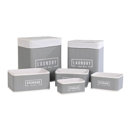 Set di Cesti DKD Home Decor Grigio scuro Bambù 40 x 30 x 46 cm 5 Pezzi
