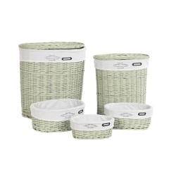 Set di Cesti DKD Home Decor Verde vimini 51 x 37 x 56 cm 5 Pezzi