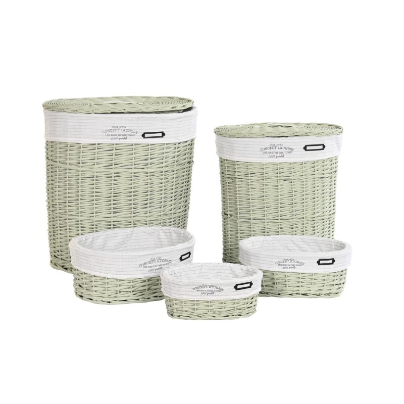 Set di Cesti DKD Home Decor Verde vimini 51 x 37 x 56 cm 5 Pezzi Set di Cesti DKD Home Decor Verde vimini 51 x 37 x 56 cm 5 Pezzi