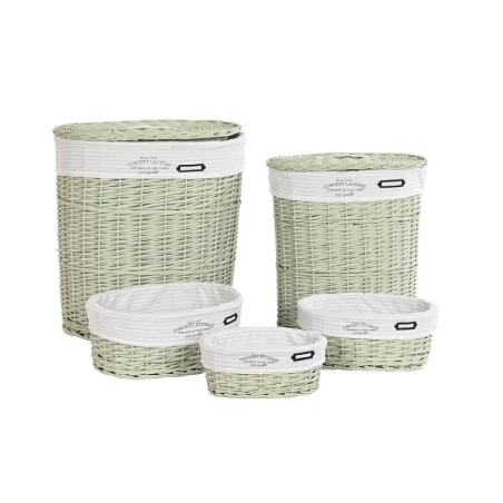 Set di Cesti DKD Home Decor Verde vimini 51 x 37 x 56 cm 5 Pezzi