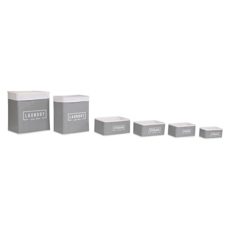 Set di Cesti DKD Home Decor Grigio scuro Bambù 40 x 30 x 46 cm 5 Pezzi