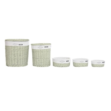 Set di Cesti DKD Home Decor Verde vimini 51 x 37 x 56 cm 5 Pezzi