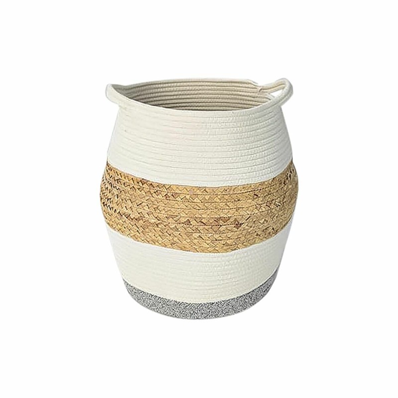 Cestino DKD Home Decor Bianco Naturale Fibra naturale 30 x 30 x 40 cm Cestino DKD Home Decor Bianco Naturale Fibra naturale 30 x 30 x 40 cm