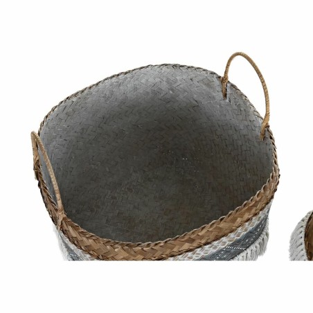 Set di Cestini DKD Home Decor Bianco Grigio Naturale Bambù