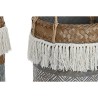 Set di Cestini DKD Home Decor Bianco Grigio Naturale Bambù