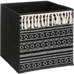 Scatola portaoggetti Five Etnic Con frange 31 x 31 x 31 cm Nero Plastica