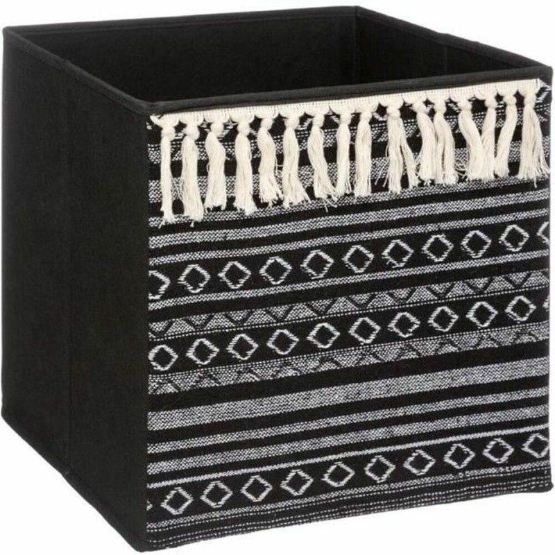 Scatola portaoggetti Five Etnic Con frange 31 x 31 x 31 cm Nero Plastica