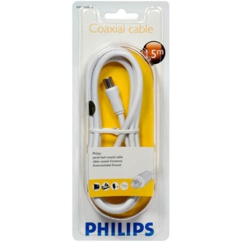 Cavo Coassiale Antenna TV Philips SWV2516W/10 Rame 1,5 m Cavo Coassiale Antenna TV Philips SWV2516W/10 Rame 1,5 m