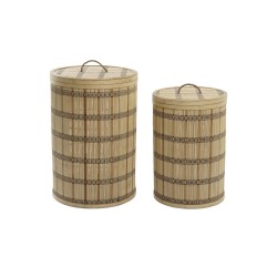 Set di Cestini DKD Home Decor Marrone Naturale Bambù (2 Pezzi)