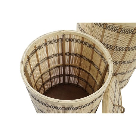 Set di Cestini DKD Home Decor Marrone Naturale Bambù (2 Pezzi)