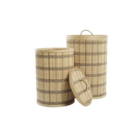 Set di Cestini DKD Home Decor Marrone Naturale Bambù (2 Pezzi)