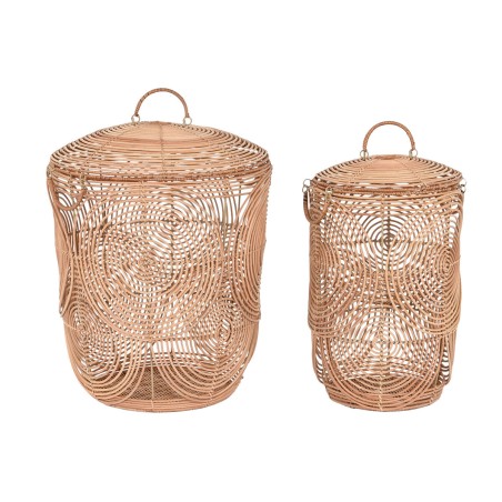 Set di Cestini DKD Home Decor Naturale Marrone Chiaro (2 Pezzi)