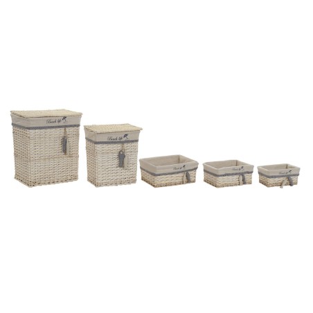 Set di Cestini DKD Home Decor Azzurro Beige Spirali Mediterraneo 47 x 35 x 56 cm 5 Pezzi