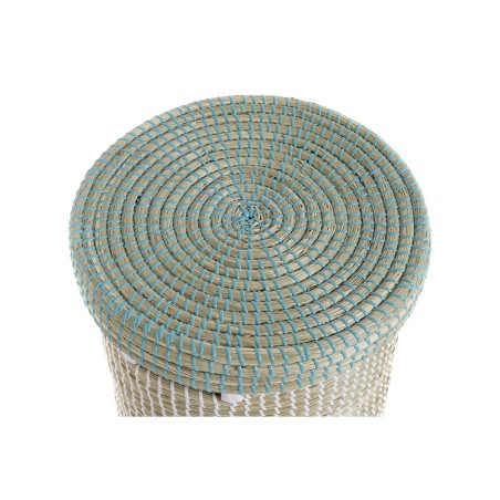 Set di Cestini DKD Home Decor Azzurro Bianco Naturale Erba di mare (2 Pezzi)