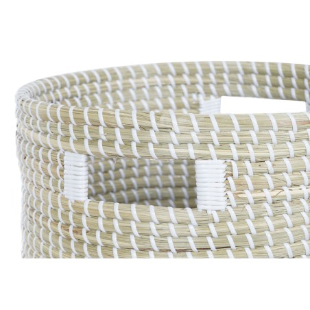 Set di Cestini DKD Home Decor Azzurro Bianco Naturale Erba di mare (2 Pezzi)