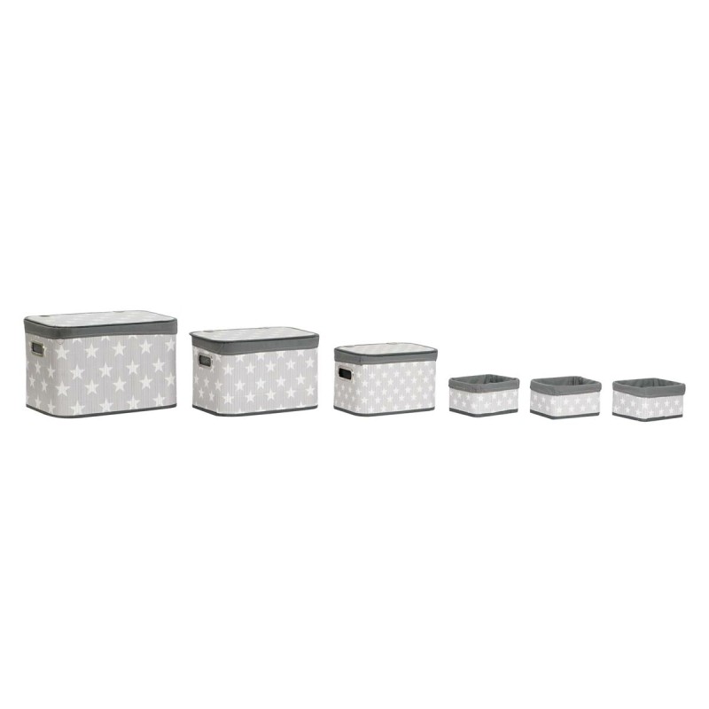 Set di Cestini DKD Home Decor Bianco Grigio Bambù Legno MDF Stelle 51 x 35 x 33 cm Set di Cestini DKD Home Decor Bianco Grigio Bambù Legno MDF Stelle 51 x 35 x 33 cm