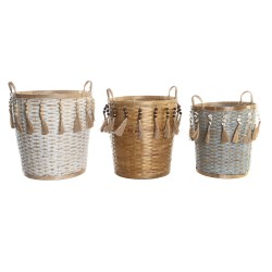 Set di Cestini DKD Home Decor Multicolore Bambù (3 Pezzi)