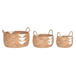 Set di Cestini DKD Home Decor Bianco Naturale Corda Erba di mare (3 Pezzi)