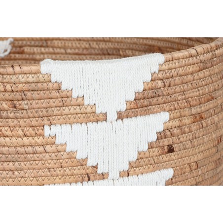Set di Cestini DKD Home Decor Bianco Naturale Corda Erba di mare (3 Pezzi)
