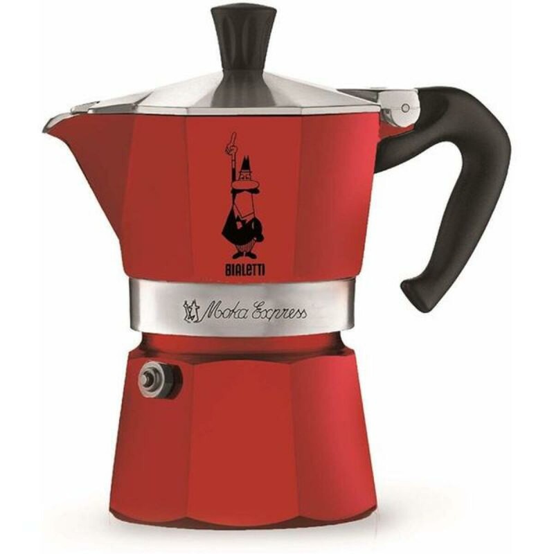 Caffettiera Italiana Bialetti Moka Rosso Alluminio 3 Tazze Caffettiera Italiana Bialetti Moka Rosso Alluminio 3 Tazze