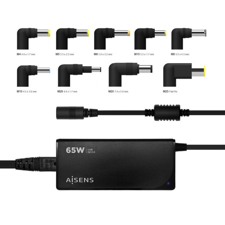 Caricabatterie Portatile Aisens ASLC-65WAUTO-BK 65 W