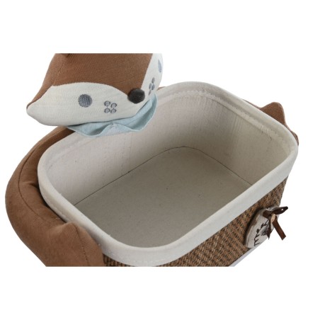 Set di Cestini Home ESPRIT Azzurro Marrone 43 x 33 x 32,5 cm 2 Pezzi