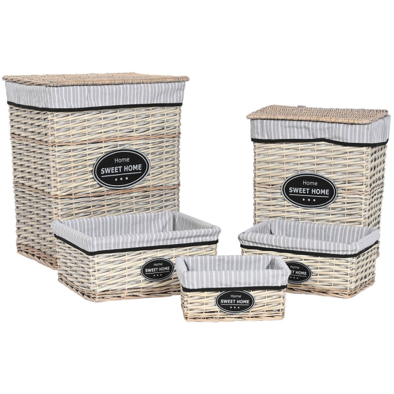 Cesto per i Panni Sporchi Home ESPRIT Bianco Marrone Nero Grigio Naturale vimini Shabby Chic 47 x 35 x 55 cm 5 Pezzi Cesto per i Panni Sporchi Home ESPRIT Bianco Marrone Nero Grigio Naturale vimini Shabby Chic 47 x 35 x 55 cm 5 Pezzi