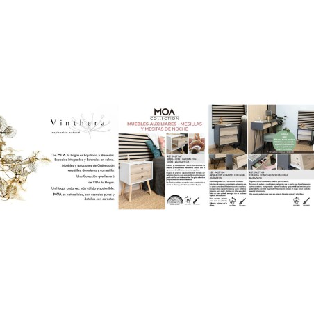 Comodino Vinthera Moa Bianco Marrone 40 x 49,5 x 30 cm