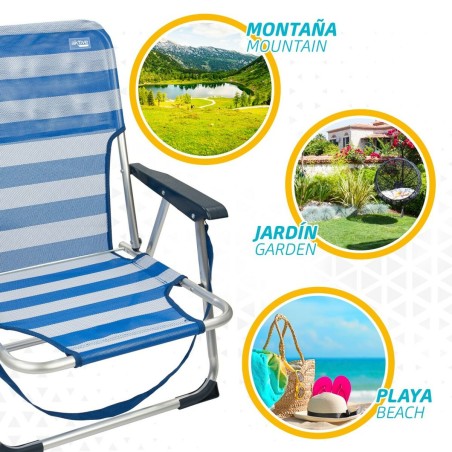 Sedia da Spiaggia Aktive Pieghevole Azzurro 44 x 72 x 35 cm (4 Unità)