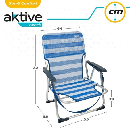 Sedia da Spiaggia Aktive Pieghevole Azzurro 44 x 72 x 35 cm (4 Unità)