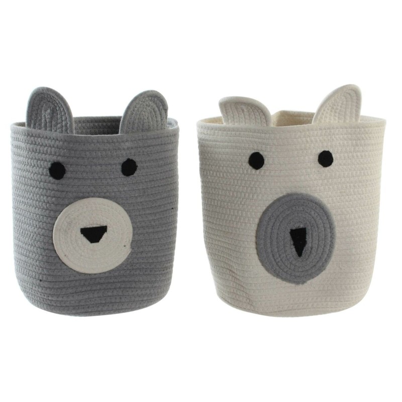 Cesta Decorativa DKD Home Decor Bianco Grigio Per bambini Orso 25 x 25 x 37 cm (2 Unità) Cesta Decorativa DKD Home Decor Bianco Grigio Per bambini Orso 25 x 25 x 37 cm (2 Unità)