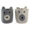 Cesta Decorativa DKD Home Decor Bianco Grigio Per bambini Orso 25 x 25 x 37 cm (2 Unità)