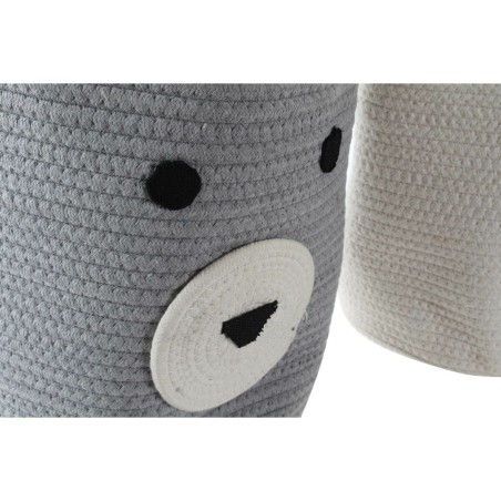 Cesta Decorativa DKD Home Decor Bianco Grigio Per bambini Orso 25 x 25 x 37 cm (2 Unità)