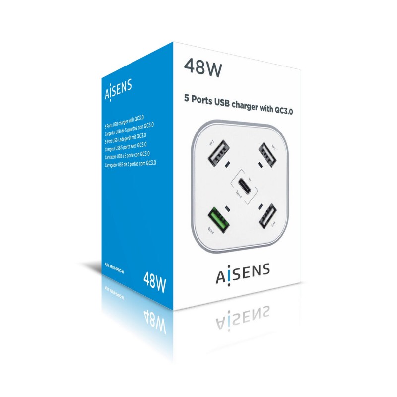 Caricabatterie USB Aisens Bianco Caricabatterie USB Aisens Bianco