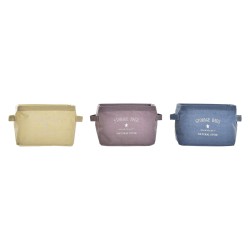 Cestino DKD Home Decor Giallo Azzurro Rosso Granato Tela Moderno 20 x 16 x 15 cm (3 Unità)