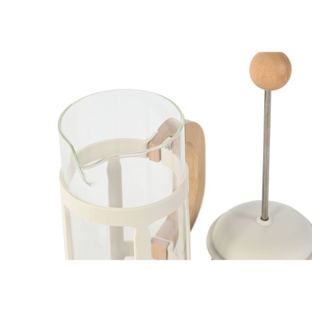 Caffettiera a Stantuffo Home ESPRIT Bianco Naturale Acciaio inossidabile polipropilene 350 ml 13 x 8 x 19 cm