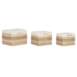 Set di Cestini Home ESPRIT Naturale Erba di mare Tropicale 40 x 33 x 28 cm 3 Pezzi