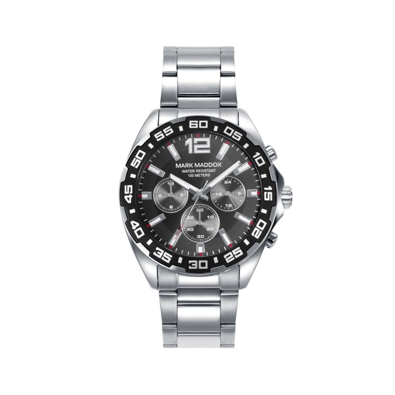 Orologio Uomo Mark Maddox HM0145-55 Nero Argentato (Ø 44 mm) Orologio Uomo Mark Maddox HM0145-55 Nero Argentato (Ø 44 mm)