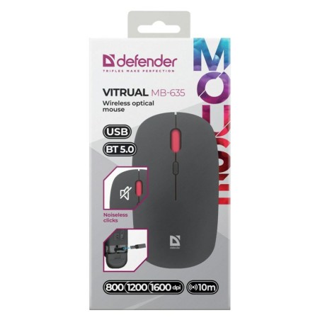 Mouse Bluetooth Wireless Defender VITRUAL MB-635 Nero 1600 dpi