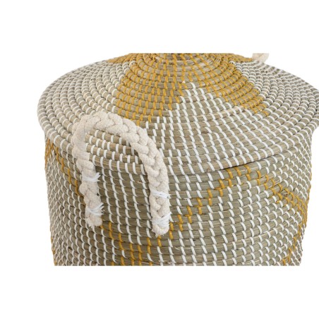 Set di Cestini Home ESPRIT Giallo Corallo Erba di mare (2 Pezzi)