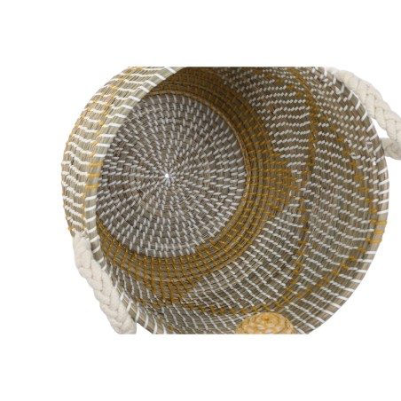 Set di Cestini Home ESPRIT Giallo Corallo Erba di mare (2 Pezzi)
