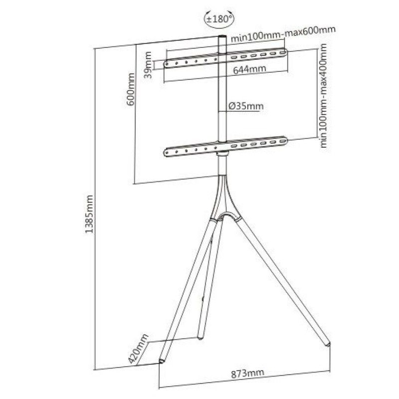 Supporto TV da terra Techly 105209 65" 32 kg Supporto TV da terra Techly 105209 65" 32 kg
