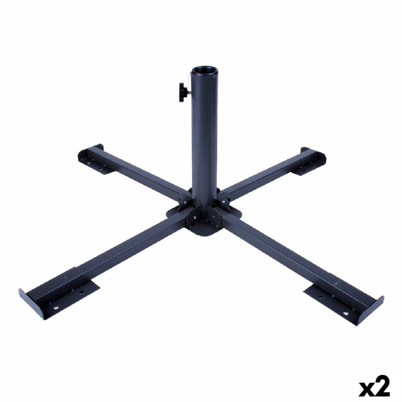 Base per Ombrellone Aktive 86 x 34 x 86 cm Nero Metallo (2 Unità) Base per Ombrellone Aktive 86 x 34 x 86 cm Nero Metallo (2 Unità)