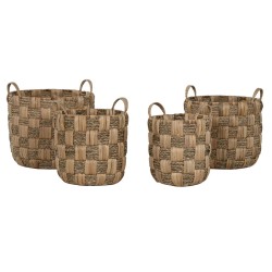 Set di Cestini Home ESPRIT Naturale Metallo Giacinto d'acqua (4 Pezzi)